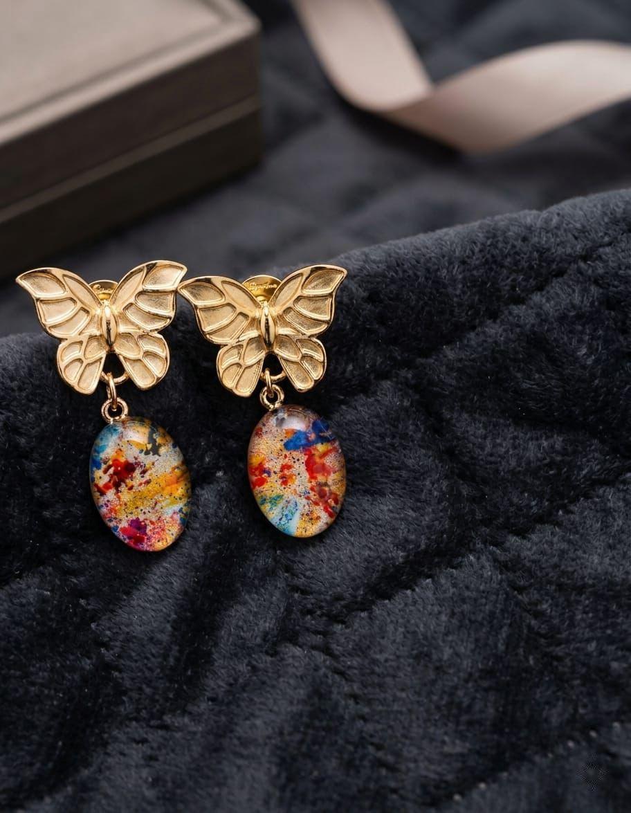 Butterfly earring with multi colour